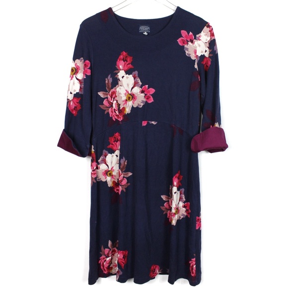 Joules Dresses & Skirts - Joules US 10 Floral 3/4 Sleeve Dress Navy Red
